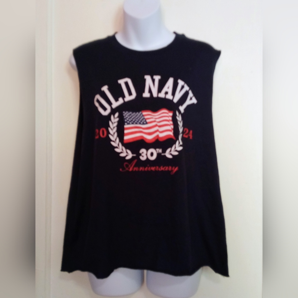 Old Navy Ladies 30th Anniversary Navy Blue Tank Top Sz Lg